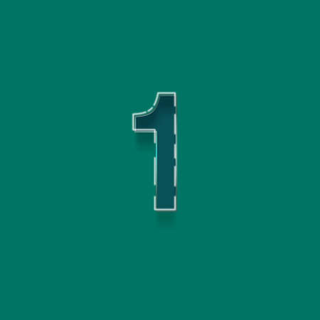Number 1 with shadow on green background. Vector font for your designの写真素材