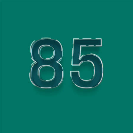 85 number with shadow isolated on green background. Vector graphic illustration.