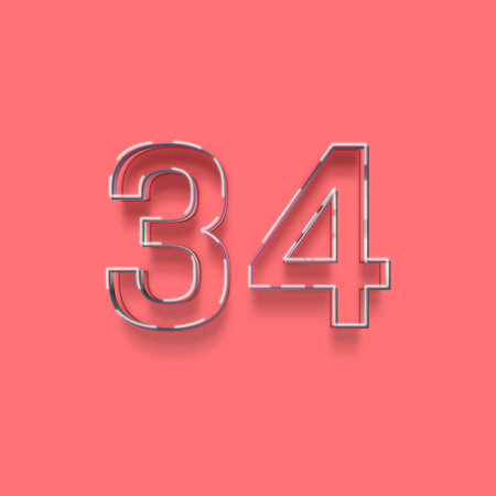 3d number from white to black with shadow isolated on pink background, 3d renderingの写真素材