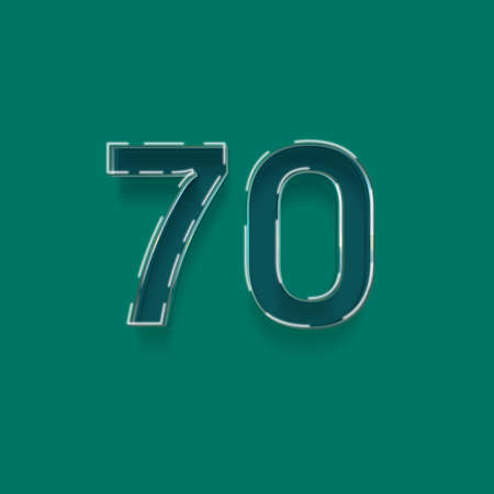 Number 70 from a typeset, vector font with shadow and light green backgroundの写真素材