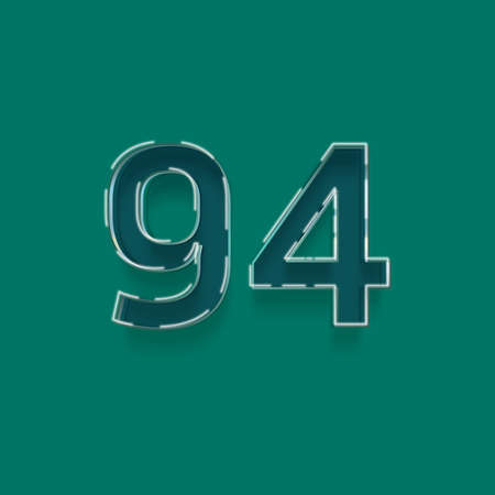 blue number 94 from a set with shadow and green background, vector illustrationの写真素材