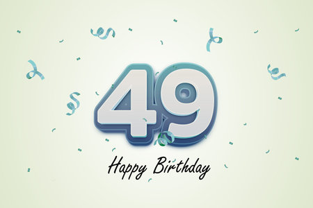 49th Birthday Celebration Design with Confetti and Colorful Ribbon.