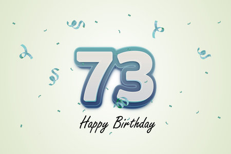73rd birthday celebration background with confetti and ribbons.