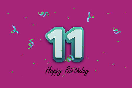 Happy Birthday celebration with confetti and streamer. Anniversary greeting card. Vector...