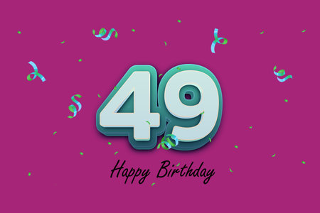 49 Years Celebration Design with Colorful Confetti and Ribbon.