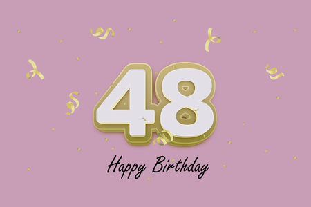 49th birthday celebration with confetti and gold ribbons. Vector illustration.の写真素材