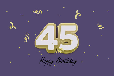 45 Years Birthday Celebration Design with Gold Number and Confetti. 45th Anniversary Celebration...
