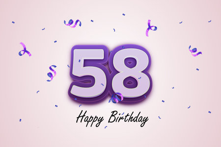 58th Birthday Celebration Design with Confetti. Vector Illustration.