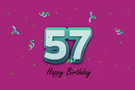 55 Years Birthday Celebration Design with Colorful Confetti and Ribbon.