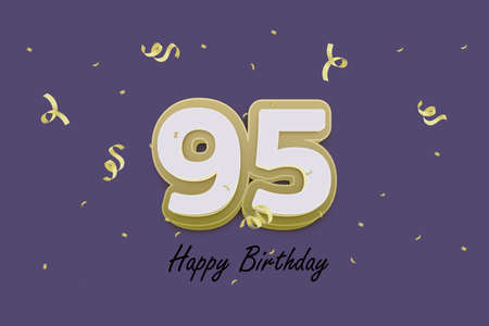 95 Years Anniversary Celebration Design with Gold Number and Confetti, Vector Illustrationの写真素材