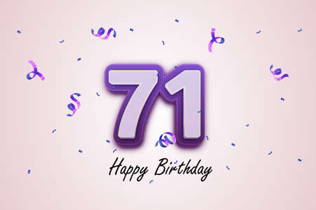 71st Happy Birthday celebration background with confetti. Vector illustration.の写真素材
