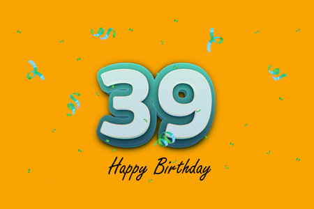 30 Years Birthday Celebration Design with Colorful Confetti and Ribbon. Vector Illustrationの写真素材