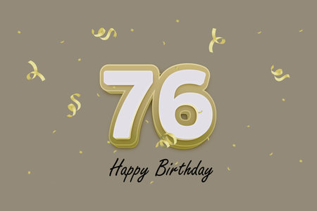 Anniversary celebration 76 years birthday background. 76th birthday card with gold numbers and...