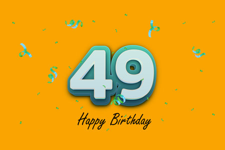 49 Years Anniversary Celebration Design with Flower and Confetti. 49th Birthday Card.