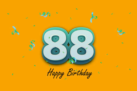 88th birthday celebration with confetti and ribbon. 88th birthday backgroundの写真素材