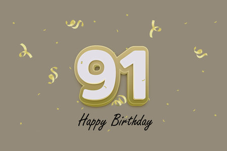 19th Years Birthday Celebration Design with Gold Number and Confetti.