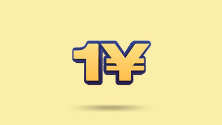 1 Yuan 3D number 1 yen symbol Great discount sale banner design in 3d illustration background, sale Off shopping bag and gift design elements. scene 3d big offer Special Label, Sticker, Tag.の写真素材