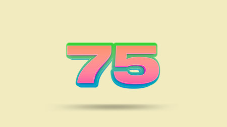 75 3D number 75 symbol Great discount sale banner design in 3d illustration background, sale Off...
