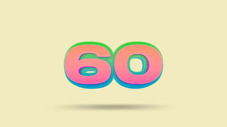 60 3D number 60 symbol Great discount sale banner design in 3d illustration background, sale Off shopping bag and gift design elements. scene 3d big offer Special Label, Sticker, Tag.の写真素材