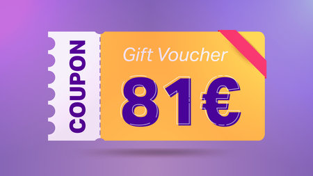 81 euro coupon promotion sale for website, internet ads, social media.Big sale and super sale coupon code euro 81 discount gift voucher coupon vector illustration summer offer ends weekendのイラスト素材