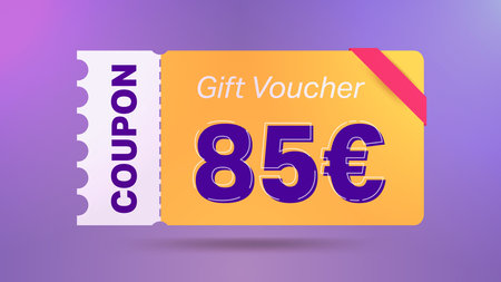 85 euro coupon promotion sale for website, internet ads, social media.Big sale and super sale coupon code euro 85 discount gift voucher coupon vector illustration summer offer ends weekendのイラスト素材