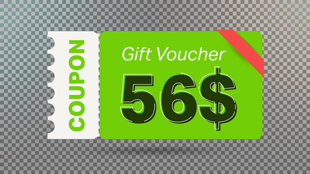 56$ coupon promotion sale for website, internet ads, social media. Big sale and super sale coupon code $56 discount gift voucher with coupon vector illustration summer offer ends weekend holidayのイラスト素材