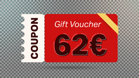 62 euro coupon promotion sale for website, internet ads, social media.Big sale and super sale coupon code euro 62 discount gift voucher coupon vector illustration summer offer ends weekendのイラスト素材