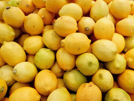 Yellow lemons for sale in supermarket
