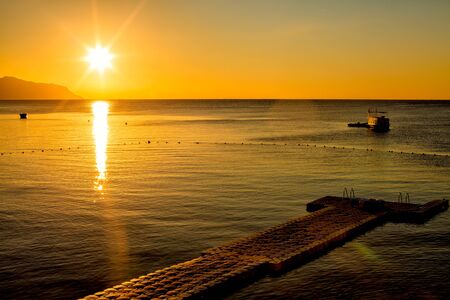 A beautiful sunrise in the morning at the Red Seaの写真素材