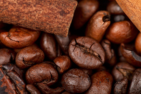 Grains of fragrant roasted coffee. Close-up. Backgroundの写真素材