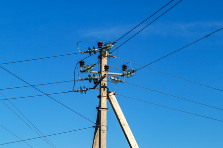 High resistance to electric networks. The metal pillar against the sky.の写真素材