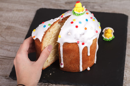 Easter cake on a slate stand