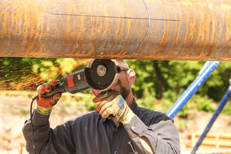 Cutting steel heavy industry by electric flexの写真素材