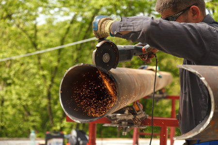 Man cuts flex steel products