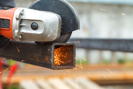 Cutting steel heavy industry by electric flexの写真素材