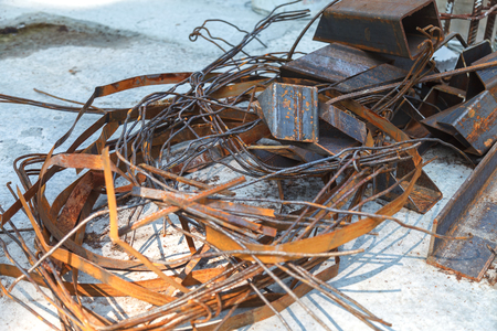 Steel rods connected to the frame. Preparation and binding of bent metal fittings into a frameの写真素材