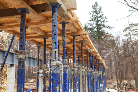Strengthen the foundation of the second floor of the house with metal racks. Wooden frame for...