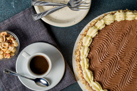 Homemade Kyiv cake. The known ukrainian bakery products . Selective focus.の写真素材