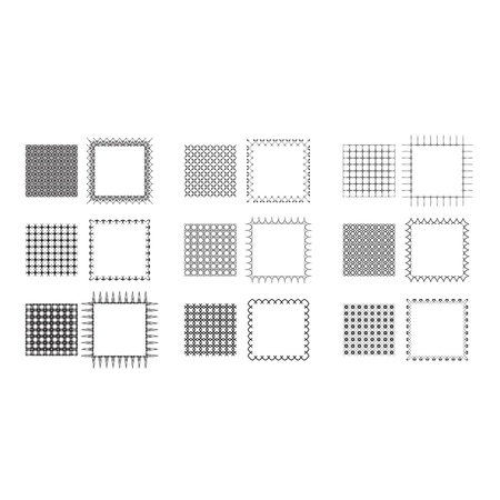 9 different, tile-able medieval patterns with complimentary borders  Each style name  labeled in the layers palette  suggests the period and potentially their usage  The styles are  Lady s Favor, Path to Avalon, Portcullis, Chainmail     Huzzah のイラスト素材