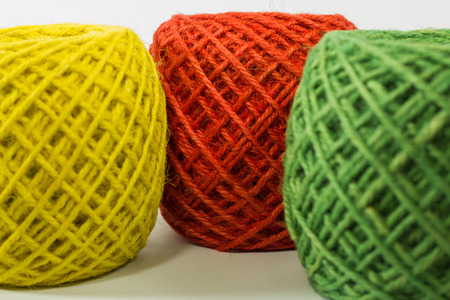 colorful hemp rope rolls , yarn, thread, string for handicraftの写真素材