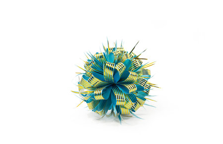 handmade ball-shaped ribbon flower for gift wrappingの写真素材