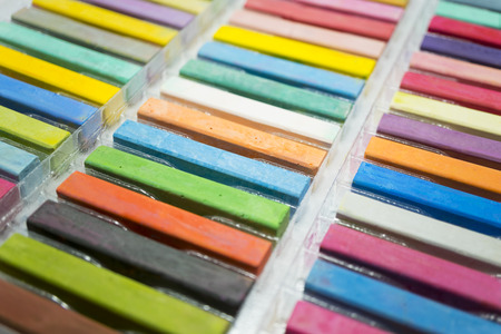 variety colors of chalk pastel, close upの写真素材