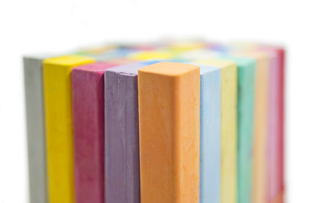 stack of variety colors of chalk pastel, close upの写真素材