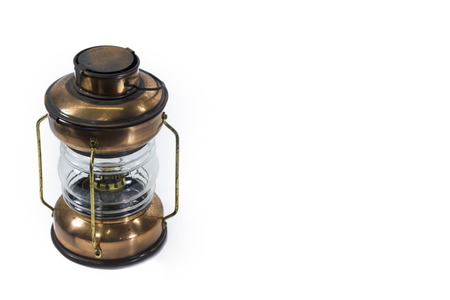 vintage style kerosene lamp, lantern on a white backgroundの写真素材