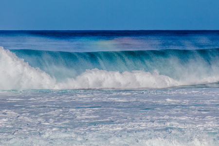 The world famous Bonzai Pipeline surf wave on the North Shore, Oahu, Hawaiiの写真素材
