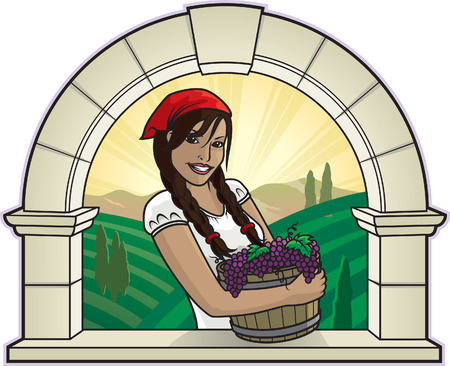 Girl with Grapesのイラスト素材