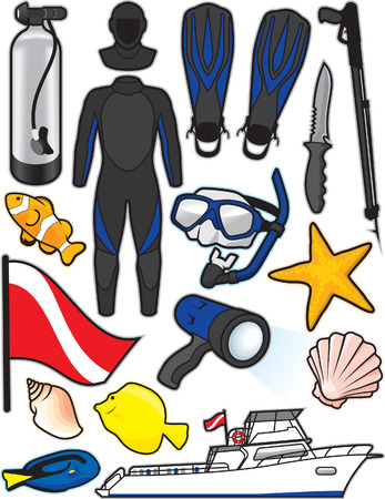 Scuba Itemsのイラスト素材