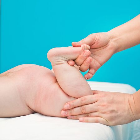 children relaxing massage from a professional masseurの写真素材