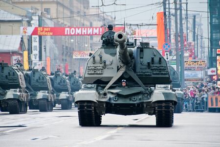Russia. Moscow. Tver street 09 May 2009 Victory Parade. Military equipment in the city.のeditorial素材