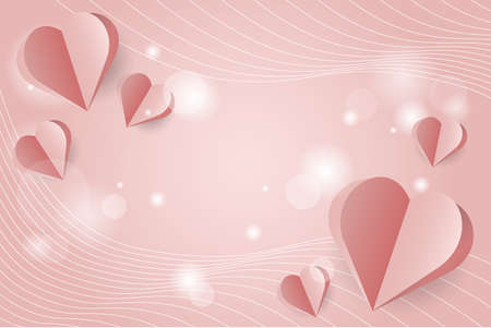 template with paper cut heart and linesのイラスト素材